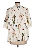 CATHERINE Catherine Malandrino 100% Polyester Floral Ivory 3/4 Sleeve Blouse Size L - photo 2