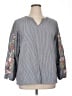 Talbots 100% Cotton Gray Long Sleeve Blouse Size XL - photo 1