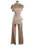 PrettyLittleThing 100% Polyester Metallic Tan Gold Jumpsuit Size 4 - photo 1