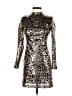 Topshop 100% Polyester Animal Print Silver Cocktail Dress Size 2 - photo 1