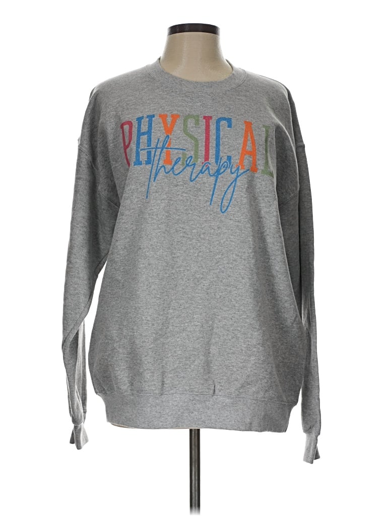 Pre-owned Gildan Sweatshirt In Gray