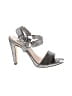 Karl Lagerfeld Paris 100% Leather Metallic Silver Sandals Size 7 1/2 - photo 1