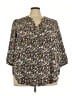 Torrid 100% Polyester Floral Black 3/4 Sleeve Blouse Size 3X Plus (3) - photo 1