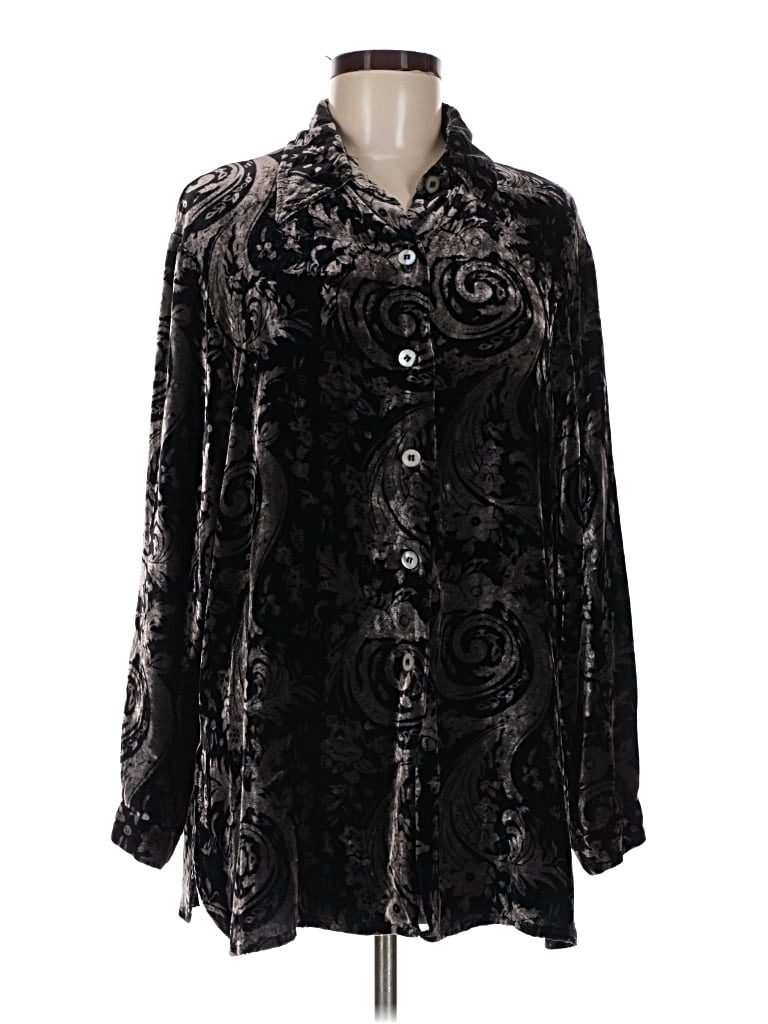 Pre-owned Coldwater Creek Long Sleeve Blouse In Black