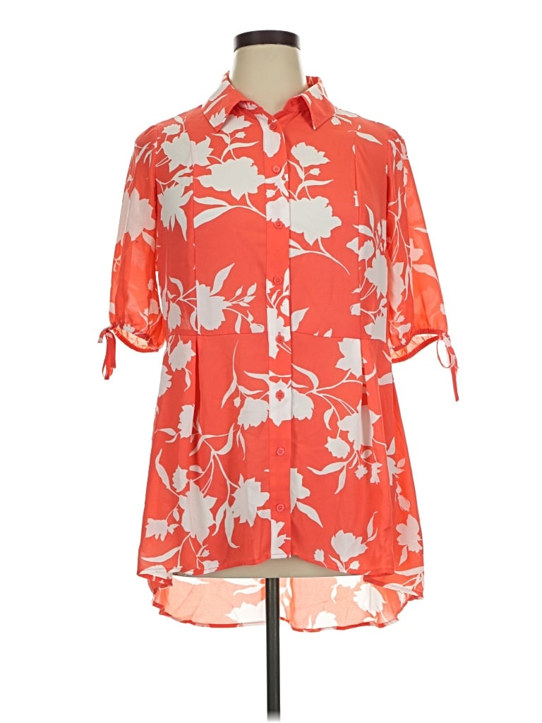 Pre-owned Lane Bryant Short Sleeve Blouse In Orange