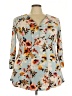 Sami & JO Floral Blue 3/4 Sleeve Blouse Size 3X - photo 1