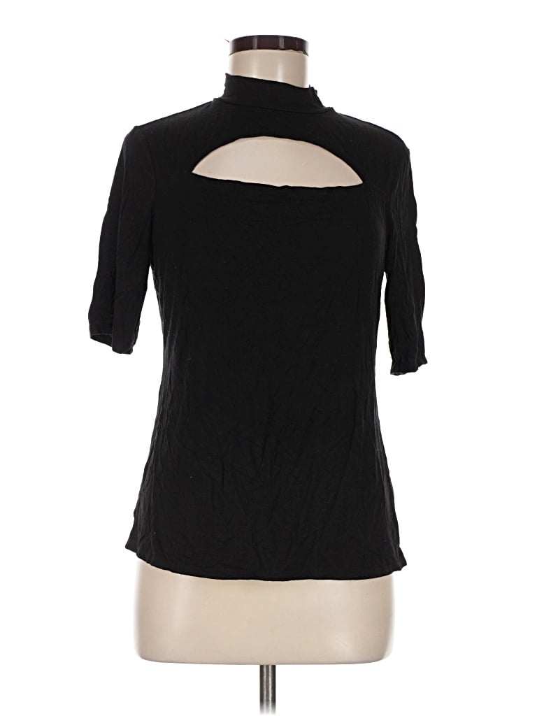 Pre-owned Catherine Malandrino Short Sleeve Turtleneck In Black