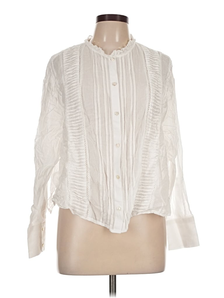 Pre-owned Mng Long Sleeve Blouse In Ivory