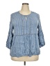 Fever 100% Rayon Blue 3/4 Sleeve Blouse Size XXL - photo 1