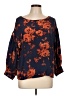 Odille 100% Silk Blue 3/4 Sleeve Silk Top Size 10 - photo 1