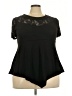 Assorted Brands Solid Houndstooth Black Short Sleeve Turtleneck Size 3X - photo 1