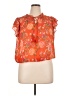 Rose + Olive 100% Polyester Orange Short Sleeve Blouse Size XL - photo 1