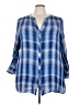 Woman Within 100% Rayon Blue 3/4 Sleeve Button-Down Shirt Size 22 (1X) - photo 1