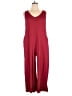 Anrabess Solid Burgundy Jumpsuit Size L - photo 1