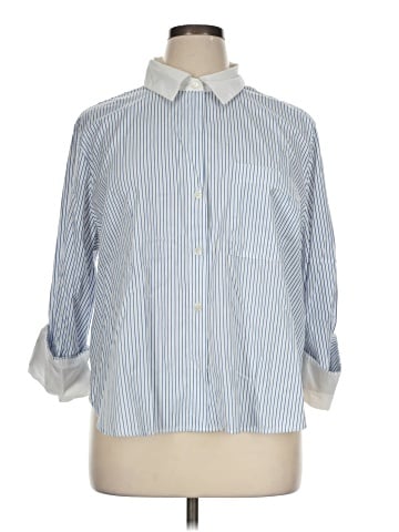 Madewell Easy Y-Neck Button-Up Shirt in Poplin (view 1)