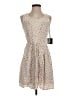 JACK 100% Rayon Hearts Tan Cocktail Dress Size 2 - photo 1