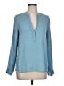 Vince. Blue Long Sleeve Silk Top Size 10 - photo 1