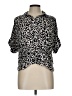 Nic + Zoe Animal Print Silver Short Sleeve Blouse Size L - photo 1