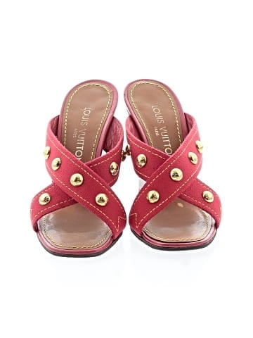 Louis Vuitton  Canvas Studded Wedges (view 2)