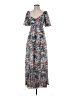 Warehouse 100% Polyester Floral Blue Casual Dress Size 4 - photo 1