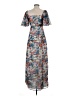 Warehouse 100% Polyester Floral Blue Casual Dress Size 4 - photo 2
