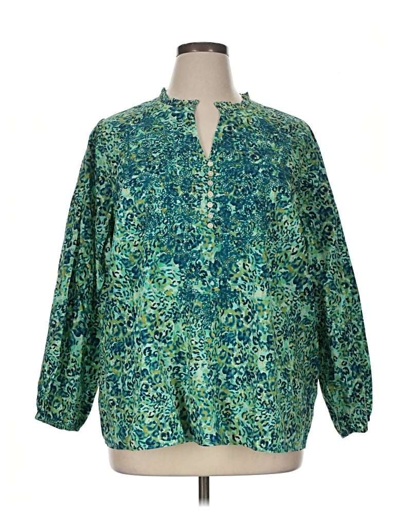Pre-owned Assorted Brands 3/4 Sleeve Blouse In Green