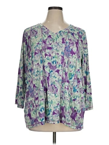 LOGO by Lori Goldstein 3/4 Sleeve Blouse (view 1)