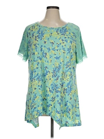 LOGO by Lori Goldstein Short Sleeve Blouse (view 1)