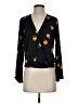 Madewell 100% Polyester Black Bubble-Sleeve Wrap Top in Floating Florets Size XS - photo 1