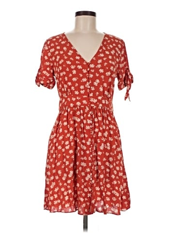 Madewell Button-Front Tie-Sleeve Retro Dress in Happy Hibiscus (view 1)