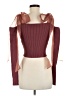 Zara 100% Polyamide Burgundy 3/4 Sleeve Top Size M - photo 2