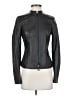 Worth New York 100% Leather Metallic Black Leather Jacket Size 2 Petite - photo 1