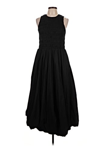 Madewell The Melody Bubble-Hem Smocked Midi Dress in Poplin (view 1)