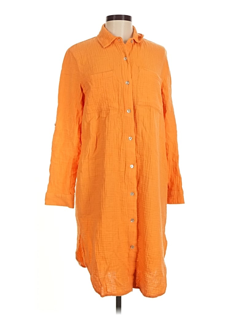 Pre-owned Magaschoni 3/4 Sleeve Button Down Shirt In Orange