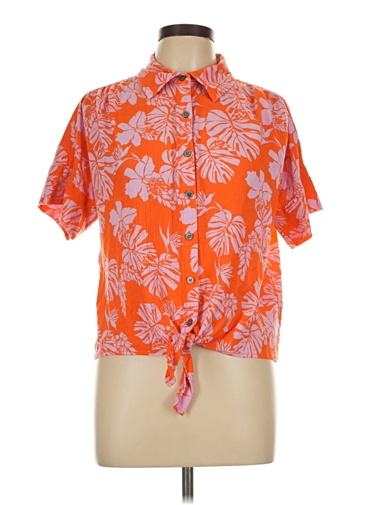 Pre-owned Style & Co Short Sleeve Blouse In Orange
