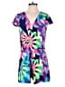 Julie Brown 100% Silk Graphic Purple Romper Size 4 - photo 1
