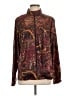 Susan Graver Print Burgundy Track Jacket Size L - photo 1