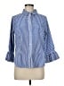Gretchen Scott Designs Checkered-gingham Blue 3/4 Sleeve Blouse Size M - photo 1