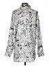Karl Lagerfeld Paris Graphic Silver Long Sleeve Blouse Size S - photo 2