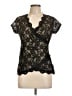 Janet Chung 100% Polyester Black Short Sleeve Blouse Size L - photo 1