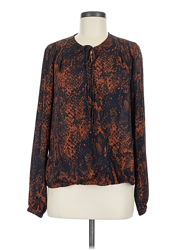 Pre-owned Cabi Long Sleeve Blouse In Brown