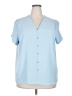 Fashion 100% Polyester Blue Short Sleeve Blouse Size XXL - photo 1
