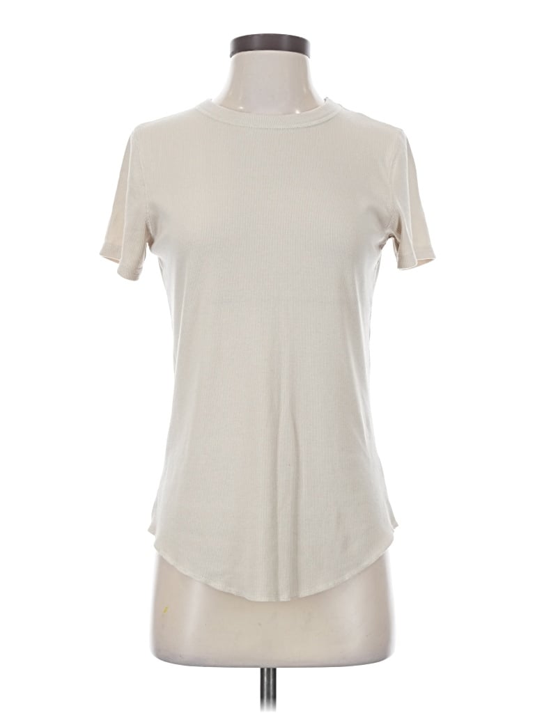 Pre-owned Wishlist Short Sleeve Turtleneck In Ivory