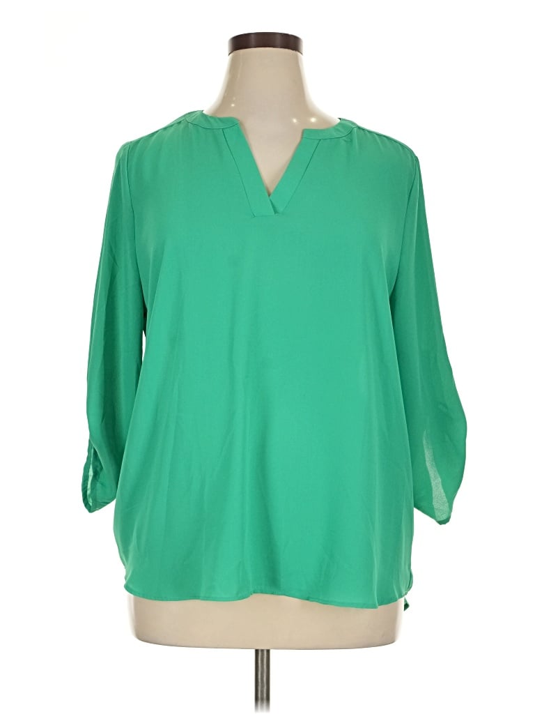 Pre-owned Chaus 3/4 Sleeve Blouse In Green