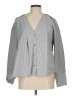 Eri + Ali Stripes Gray Long Sleeve Blouse Size M - photo 1