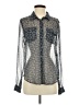 Paige 100% Silk Tweed Gray Blue Long Sleeve Silk Top Size XS - photo 1