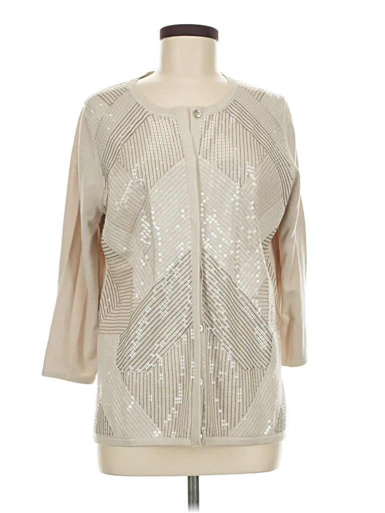 Pre-owned H By Halston Cardigan Sweater In Silver