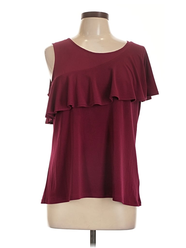 Pre-owned Worthington Sleeveless Top Burgundy Cold Shoulder Neckline Tops