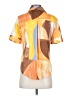 Worthington 100% Polyester Color Block Orange Short Sleeve Blouse Size XS - photo 2