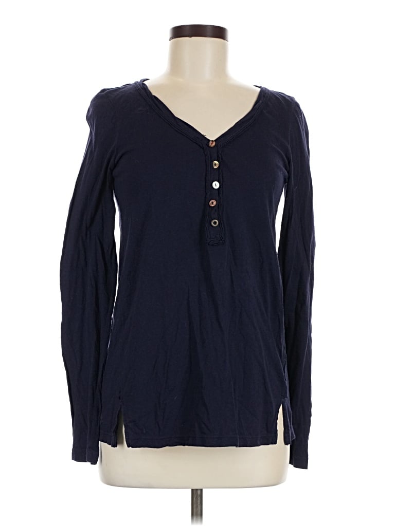 Pre-owned T.la Long Sleeve Top Blue V-neck Tops